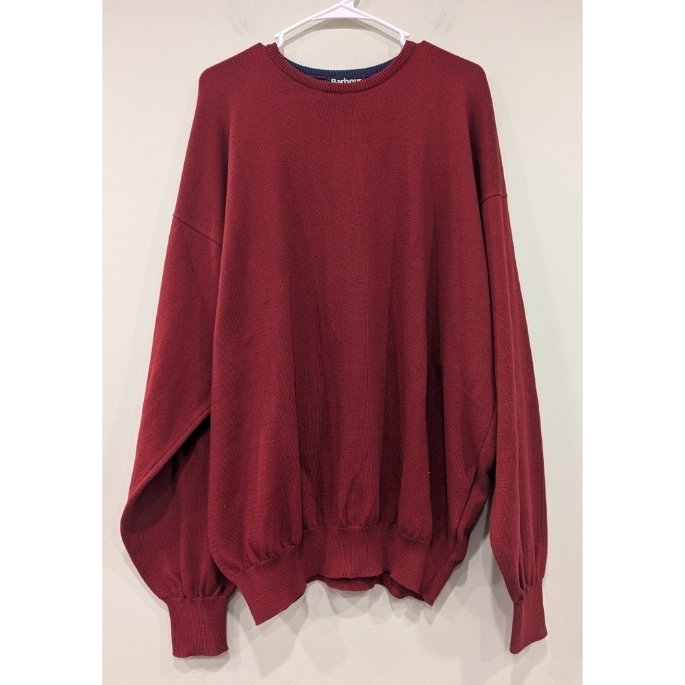Barbour Leith 100% Cotton Long Skeeve Red Crewneck Sweater Size XXL